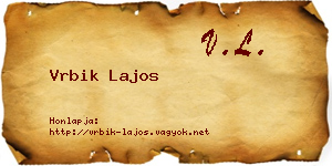 Vrbik Lajos névjegykártya